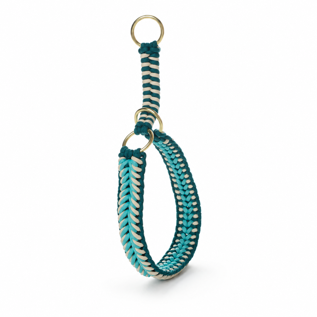 Braided Rope Slip Collar - teal cream