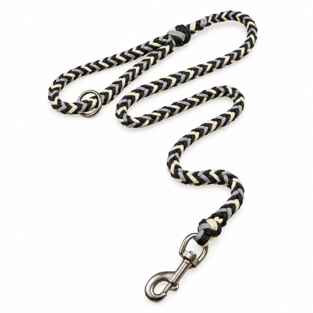 Braided Rope Leash - gray cream