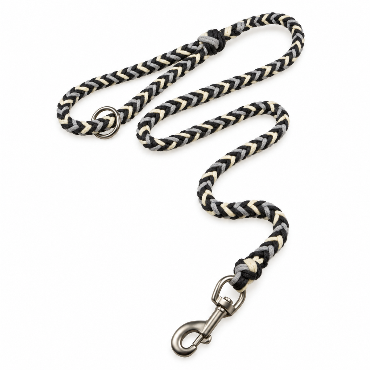 Braided Rope Leash - gray cream