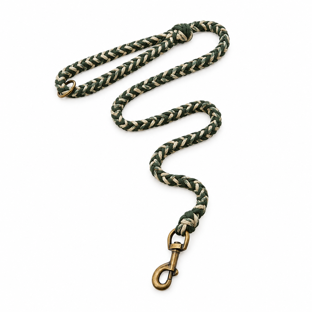 Braided Rope Leash - olive cream