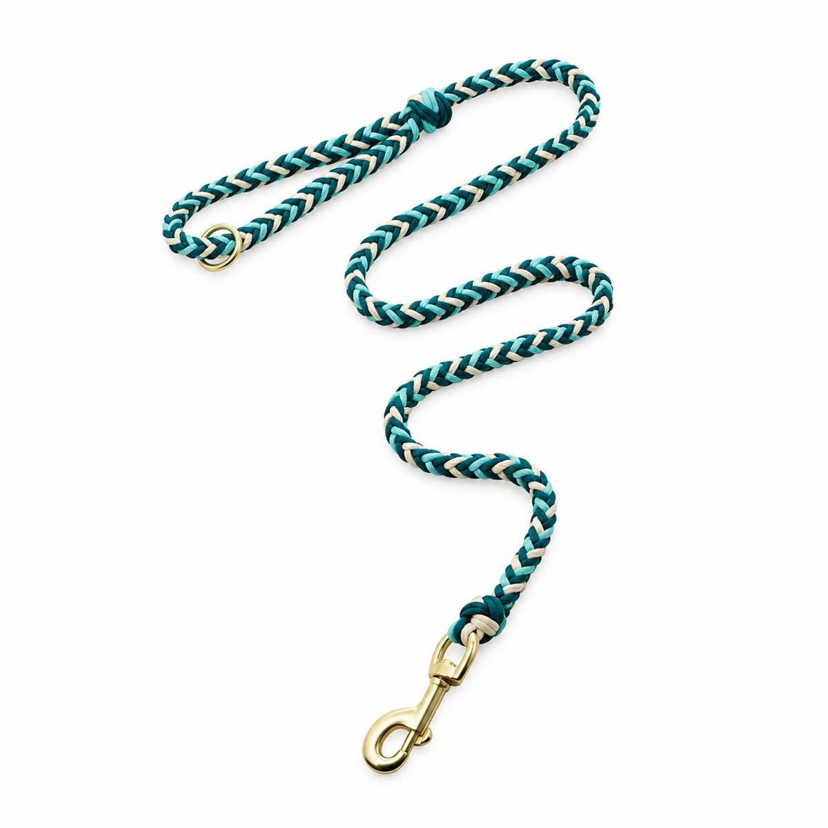 Braided Rope Leash - teal cream