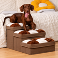 Checkerboard Storage Pet Stairs – Brown-3-Step