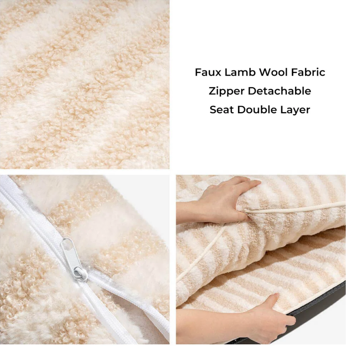 Faux lambswool fabric and removable zippered cover
