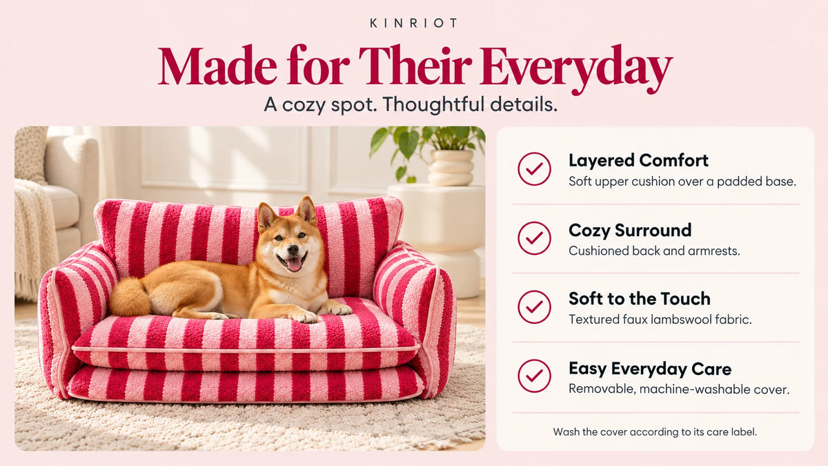 Made for their everyday. Layered comfort, cushioned back and arms, soft faux lambswool and a removable washable cover.