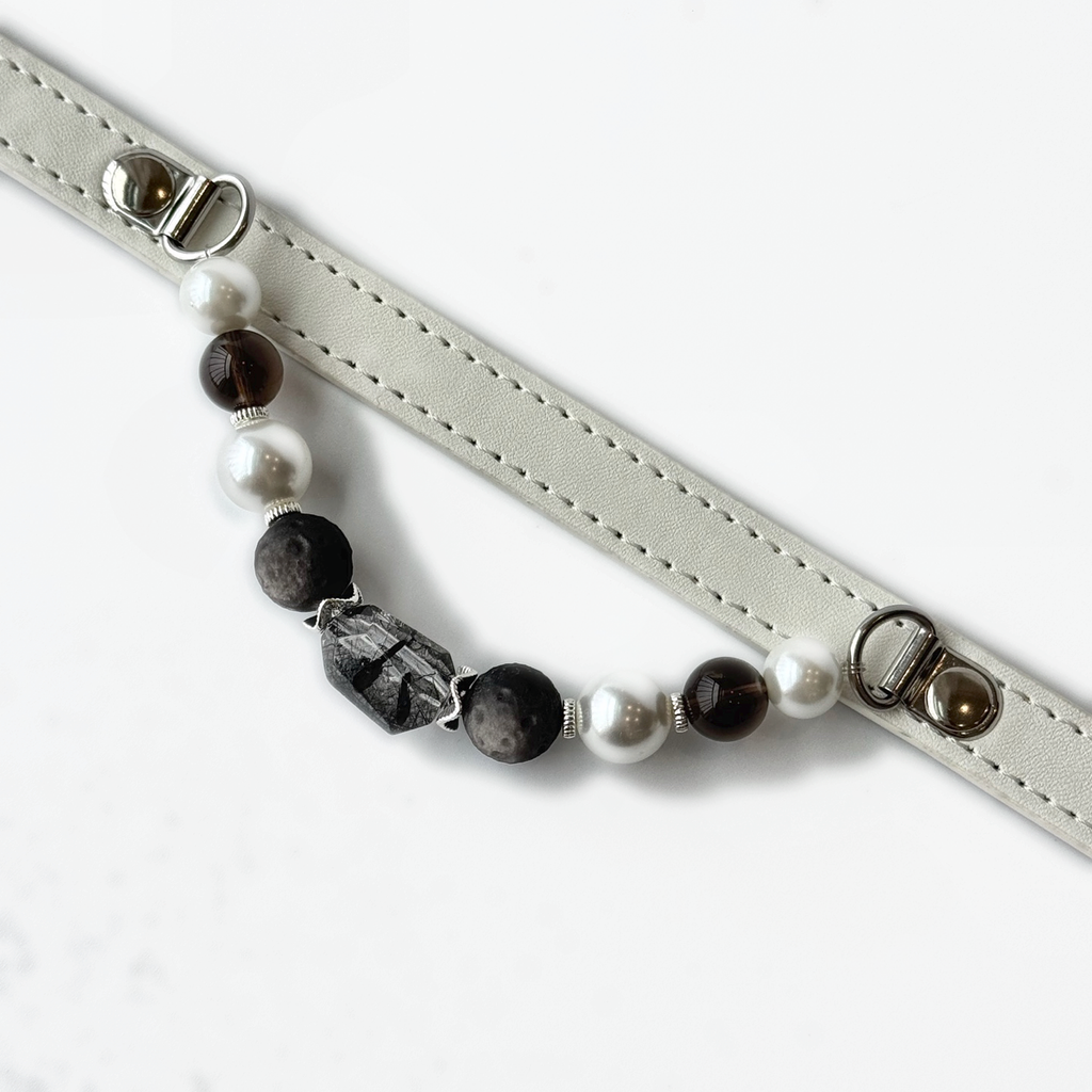 Lunar Veil Black Rutilated Quartz Dog Collar
