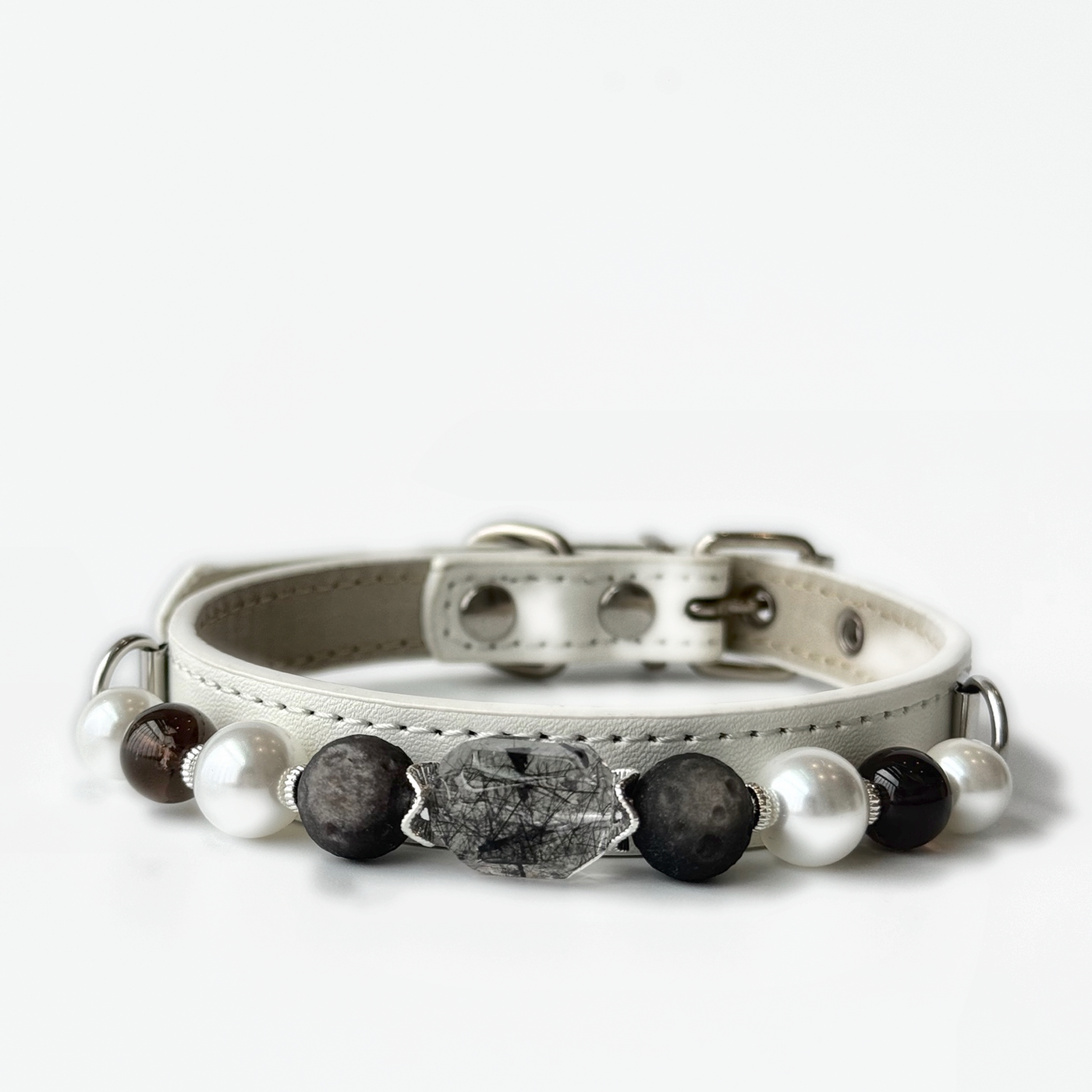 Lunar Veil Black Rutilated Quartz Dog Collar