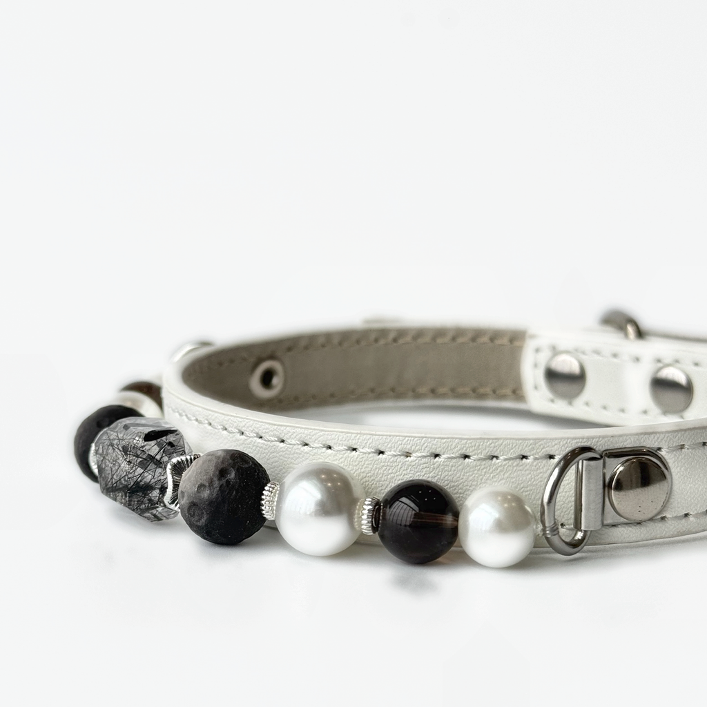 Lunar Veil Black Rutilated Quartz Dog Collar