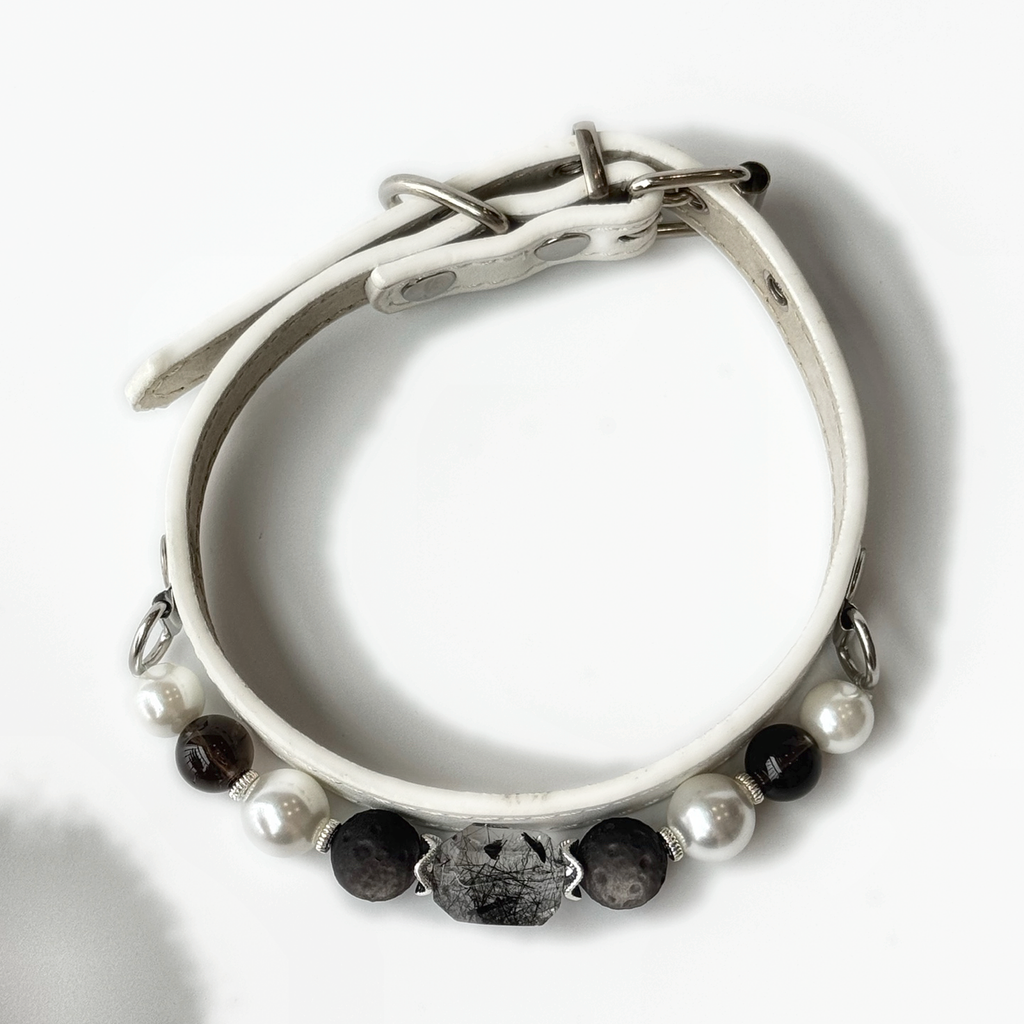 Lunar Veil Black Rutilated Quartz Dog Collar