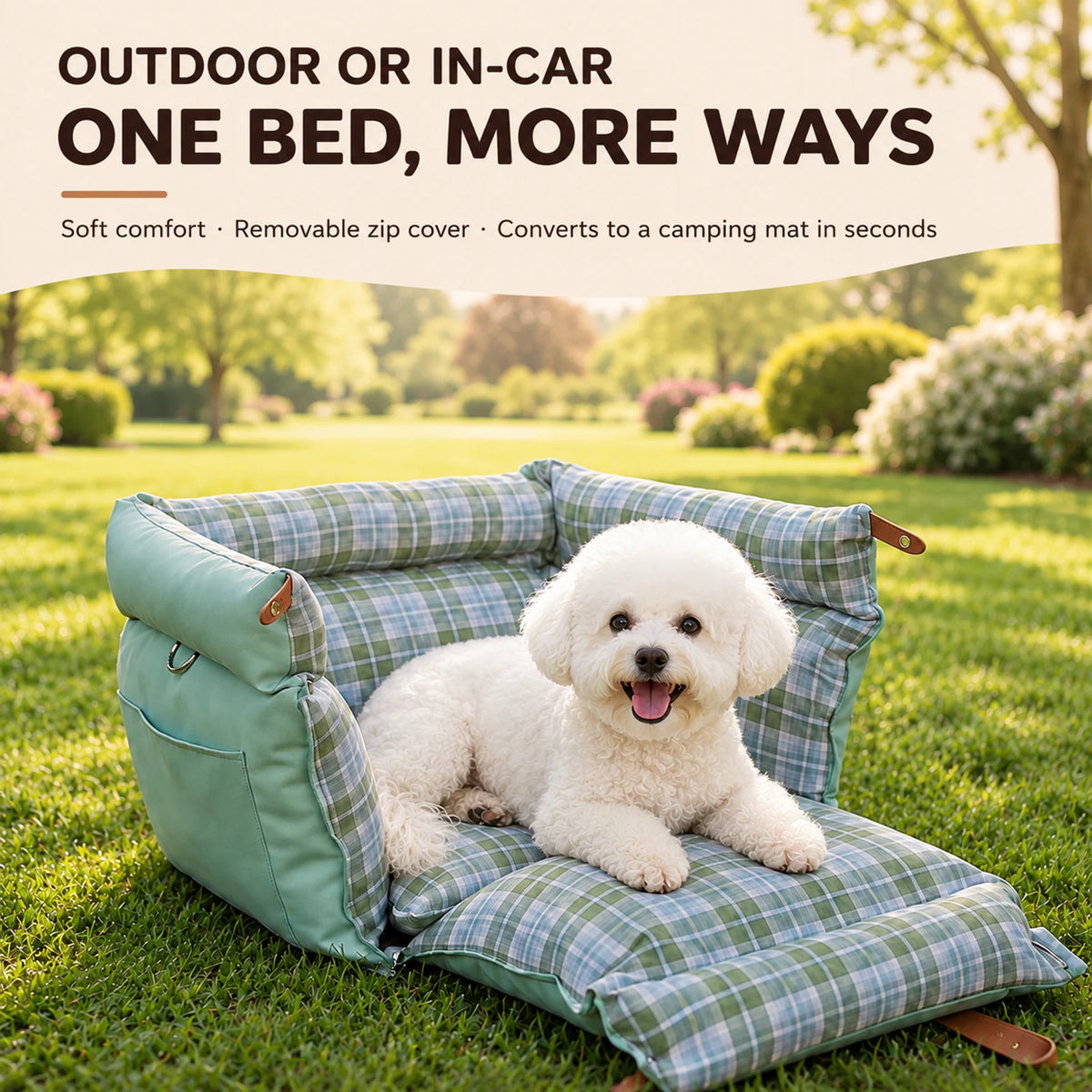 RoadNest Classic travel bed outdoors.