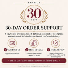 KINRIOT 30-day order support for damaged, defective, incorrect, or incomplete crystal pet jewelry orders.