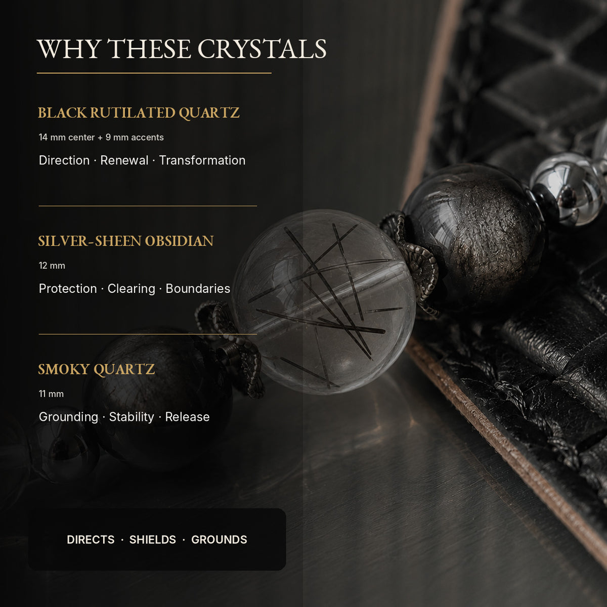 Black Meridian Black Rutilated Quartz Pet Jewelry Collar — KINRIOT crystal pet jewelry for size-compatible cats and dogs, gallery view 5.