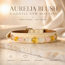 Aurelia Blush Yellow Fluorite & Rose Quartz Pet Jewelry Collar — KINRIOT crystal pet jewelry for size-compatible cats and dogs, gallery view 3.