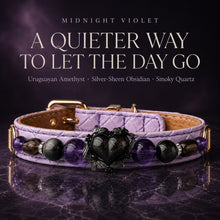 Midnight Violet Amethyst, Obsidian & Smoky Quartz Pet Jewelry Collar — KINRIOT crystal pet jewelry for size-compatible cats and dogs, gallery view 3.