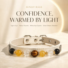 Sunlit Halo Tiger’s Eye & Yellow Fluorite Pet Jewelry Collar — KINRIOT crystal pet jewelry for size-compatible cats and dogs, gallery view 3.