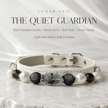 Lunar Veil Black Rutilated Quartz & Pearl Pet Jewelry Collar — KINRIOT crystal pet jewelry for size-compatible cats and dogs, gallery view 3.