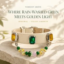 Emerald Solstice Green Agate & Sapphire Interchangeable Crystal Pet Jewelry Collar — KINRIOT crystal pet jewelry for size-compatible cats and dogs, gallery view 3.