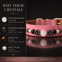 Rose Riot Moonstone, Obsidian & Tiger’s Eye Pet Jewelry Collar — KINRIOT crystal pet jewelry for size-compatible cats and dogs, gallery view 5.