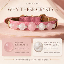 Blush Reverie Rose Quartz & Phantom Quartz Pet Jewelry Collar — KINRIOT crystal pet jewelry for size-compatible cats and dogs, gallery view 5.