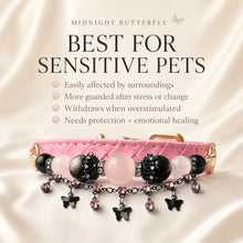 Midnight Butterfly Rose Quartz & Silver-Sheen Obsidian Pet Jewelry Collar — KINRIOT crystal pet jewelry for size-compatible cats and dogs, gallery view 4.