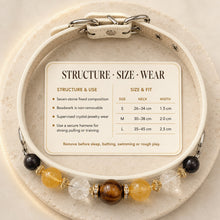 Sunlit Halo Tiger’s Eye & Yellow Fluorite Pet Jewelry Collar — KINRIOT crystal pet jewelry for size-compatible cats and dogs, gallery view 8.