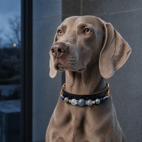 Azure Nocturne Kyanite & Lapis Lazuli Pet Jewelry Collar — KINRIOT crystal pet jewelry for size-compatible cats and dogs, gallery view 2.