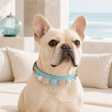 Aqua Reverie Aquamarine & Pearl Pet Jewelry Collar — KINRIOT crystal pet jewelry for size-compatible cats and dogs, gallery view 2.