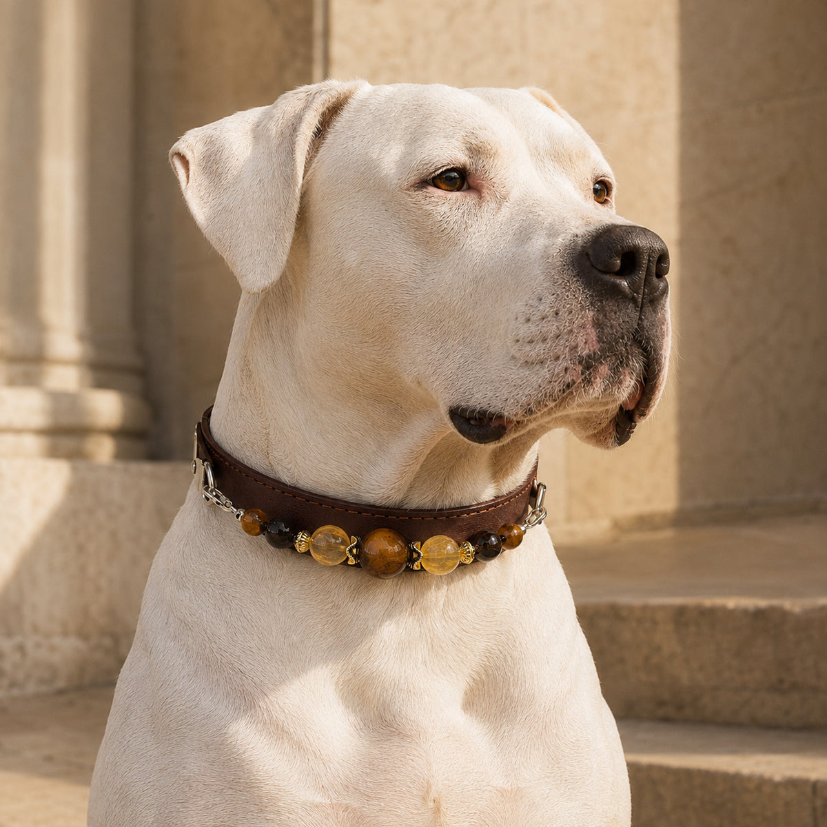 Sable Ember Tiger’s Eye Pet Jewelry Collar — KINRIOT crystal pet jewelry for size-compatible cats and dogs, gallery view 2.