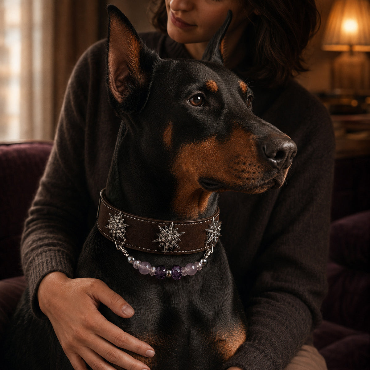 Violet Constellation Purple Agate Interchangeable Crystal Pet Jewelry Collar — KINRIOT crystal pet jewelry for size-compatible cats and dogs, gallery view 9.