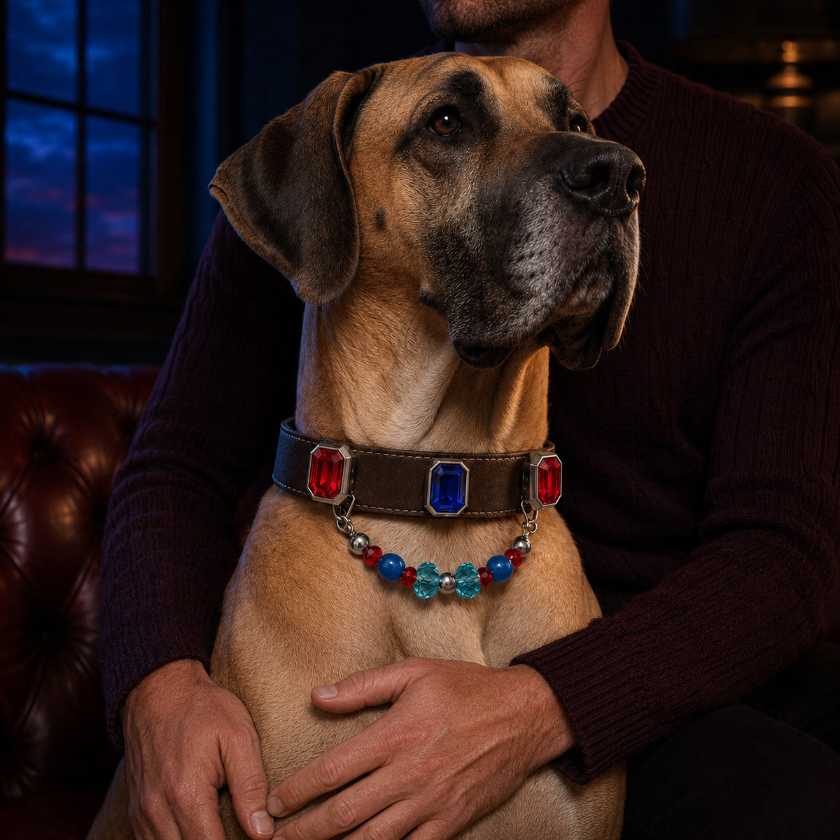 Velvet Voltage Blue Sapphire, Agate & Ruby Interchangeable Crystal Pet Jewelry Collar — KINRIOT crystal pet jewelry for size-compatible cats and dogs, gallery view 9.