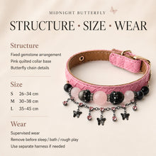 Midnight Butterfly Rose Quartz & Silver-Sheen Obsidian Pet Jewelry Collar — KINRIOT crystal pet jewelry for size-compatible cats and dogs, gallery view 8.