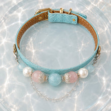 Aqua Reverie Aquamarine & Pearl Pet Jewelry Collar — KINRIOT crystal pet jewelry for size-compatible cats and dogs, gallery view 7.