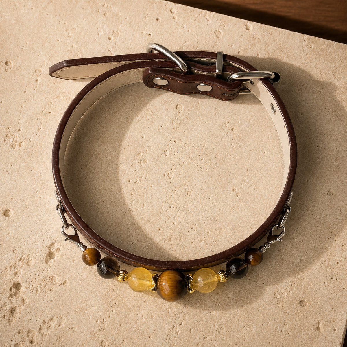 Sable Ember Tiger’s Eye Pet Jewelry Collar — KINRIOT crystal pet jewelry for size-compatible cats and dogs, gallery view 6.