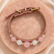 Blush Reverie Rose Quartz & Phantom Quartz Pet Jewelry Collar — KINRIOT crystal pet jewelry for size-compatible cats and dogs, gallery view 7.