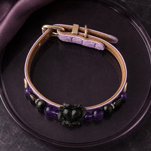 Midnight Violet Amethyst, Obsidian & Smoky Quartz Pet Jewelry Collar — KINRIOT crystal pet jewelry for size-compatible cats and dogs, gallery view 7.