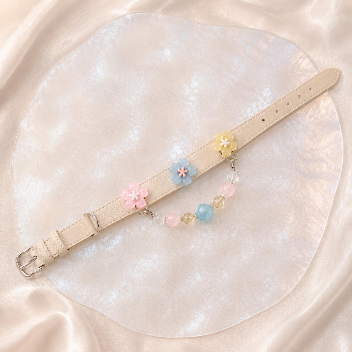 Daybreak Chorus Aquamarine Interchangeable Crystal Pet Jewelry Collar — KINRIOT crystal pet jewelry for size-compatible cats and dogs, gallery view 6.